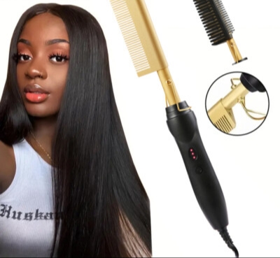 Electric hot comb hair straightener
