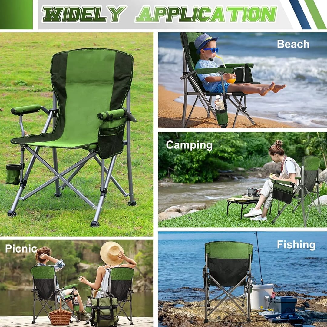 Camping Chair for Adults,Portable Folding Lawn Chair for Outside,Heavy Duty Camping Chair Support up to 330lbs,Collapsible Outdoor Chair with Cup Holder