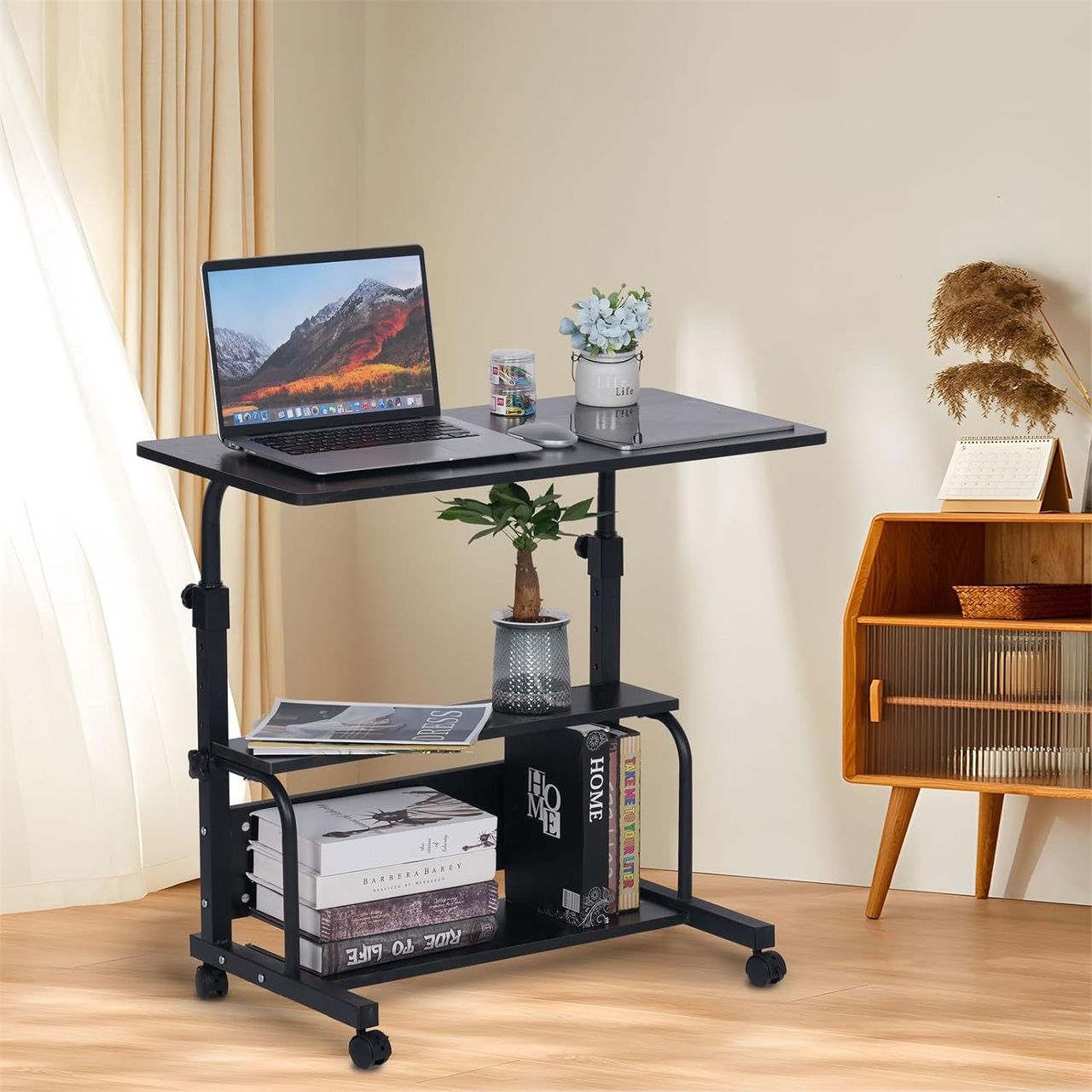 Height-adjustable mobile laptop desk