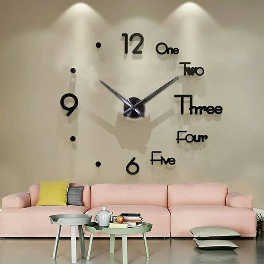 Large 3D Frameless Wall Clock