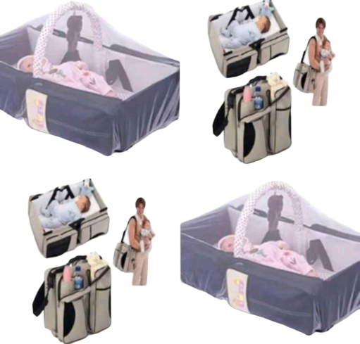 Portable Baby Bed & Diaper Bag – 2-in-1 Travel Set