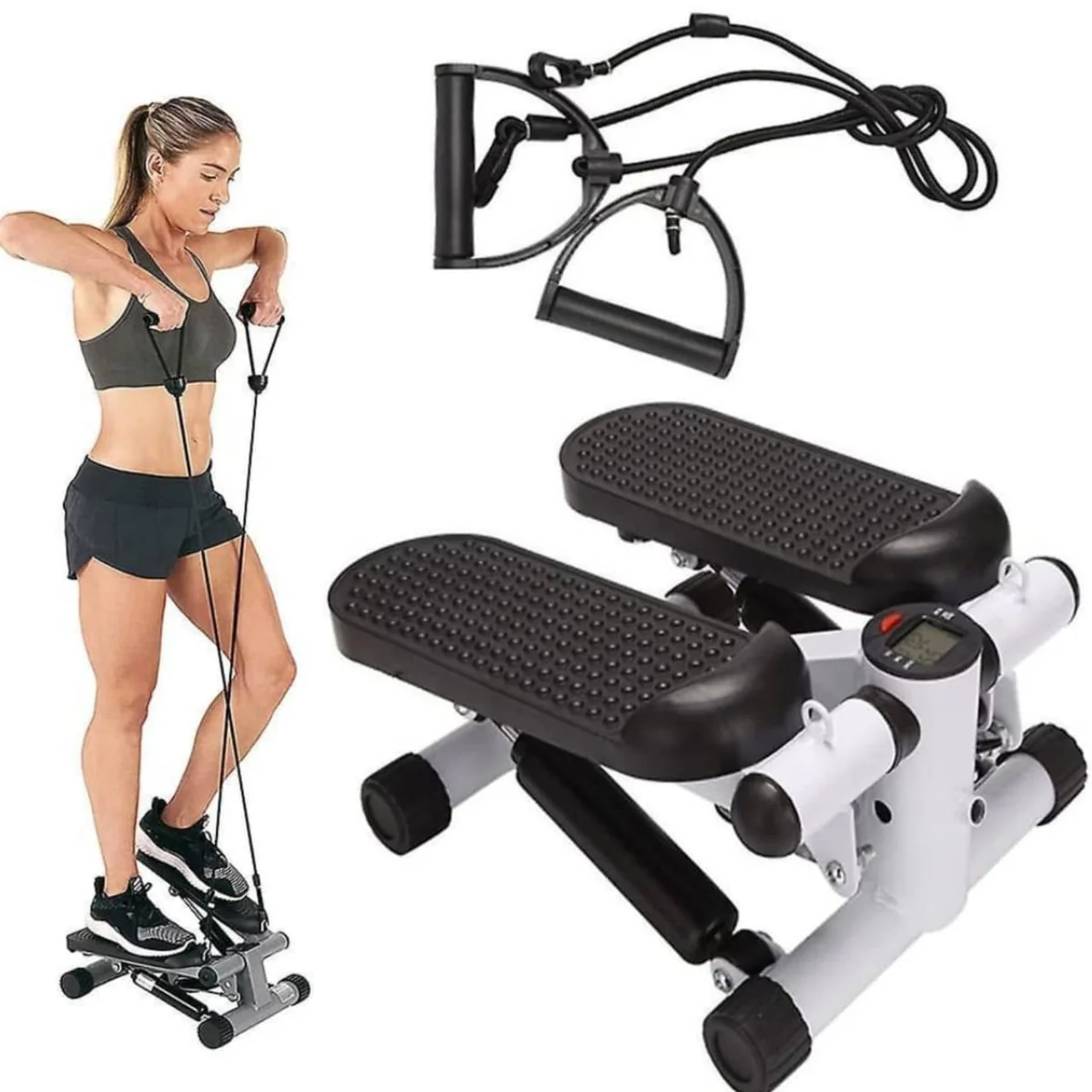 Mini Stepper with  arm resistance bands