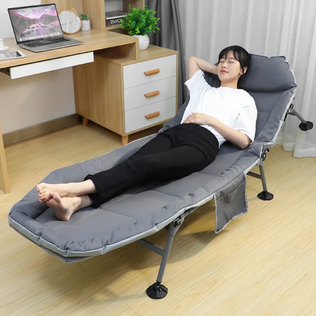adjustable folding camping cot and lounge chair