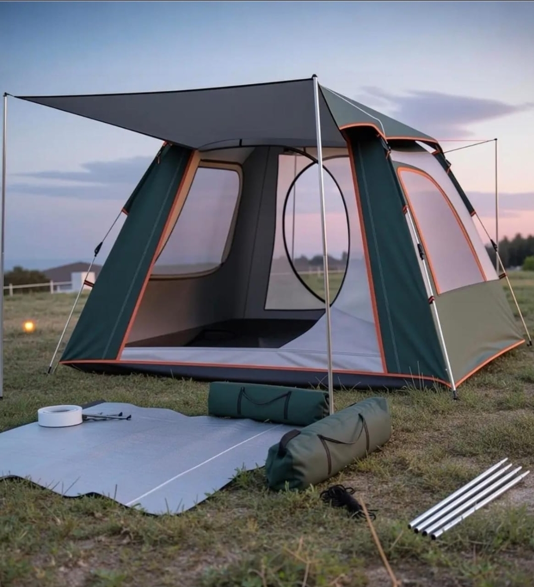 6-people automatic, instant-setup pop-up camping cabin tent,