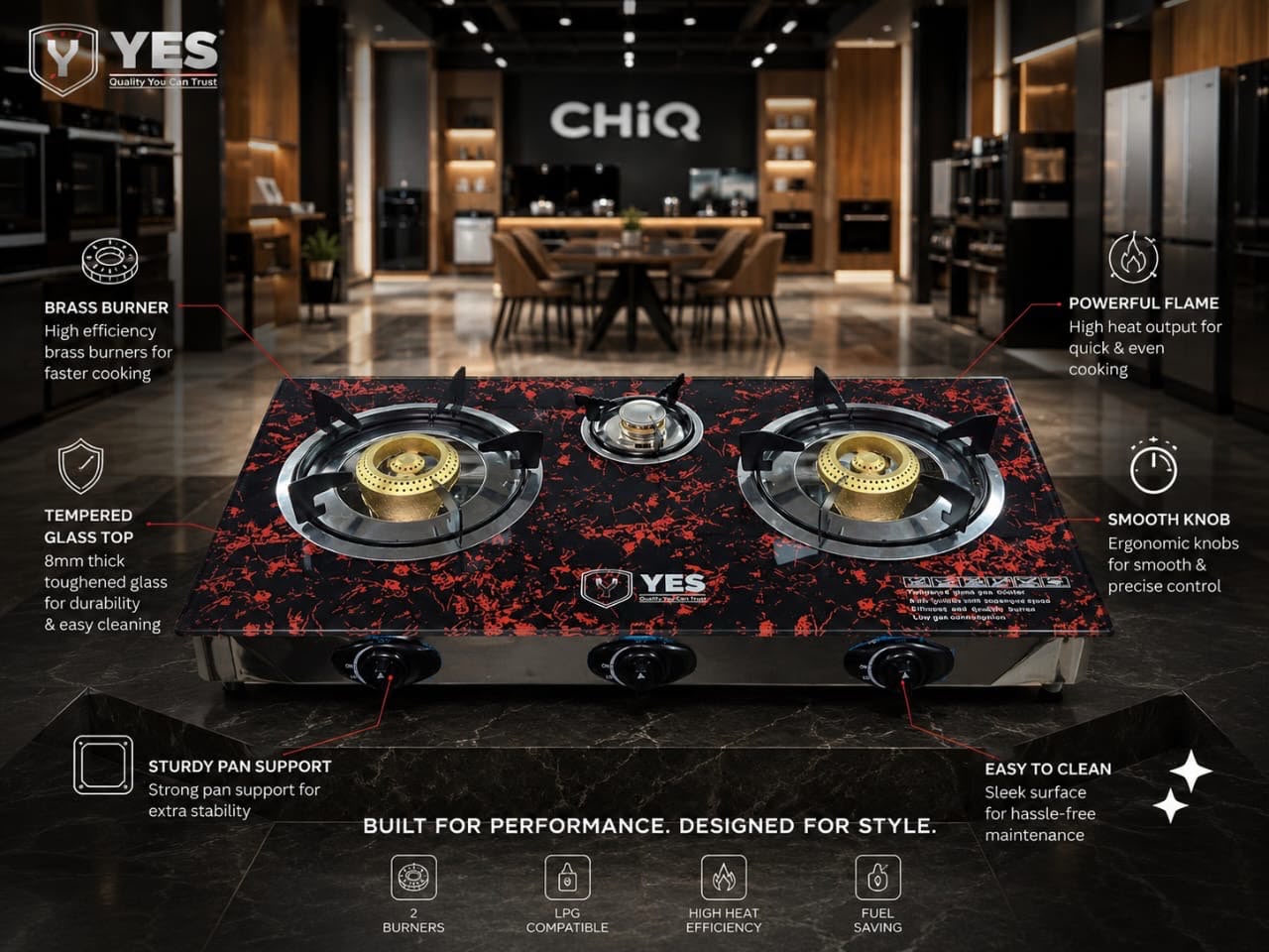 YES brand 3-burner gas stove