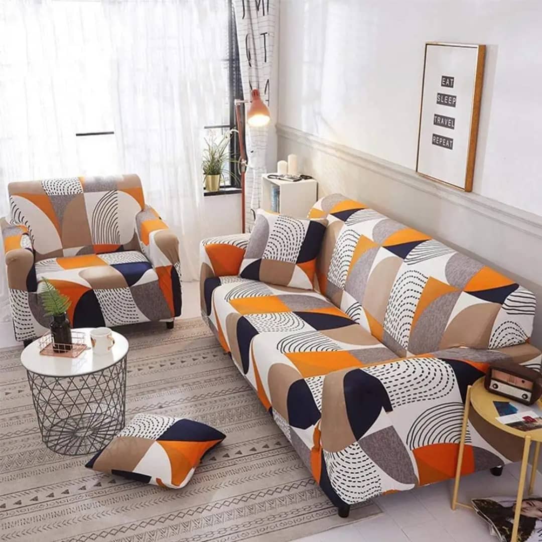 6 seater all-inclusive geometric print seat covers / sofa covers