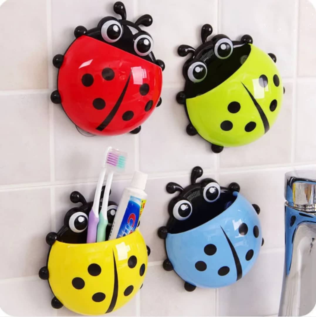 colorful ladybug-shaped kids toothbrush holders