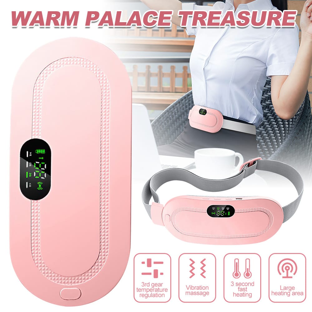 Portable cordless menstrual heating pad and massage belt