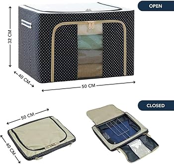 66-liter foldable steel-frame clothes organizer storage box
