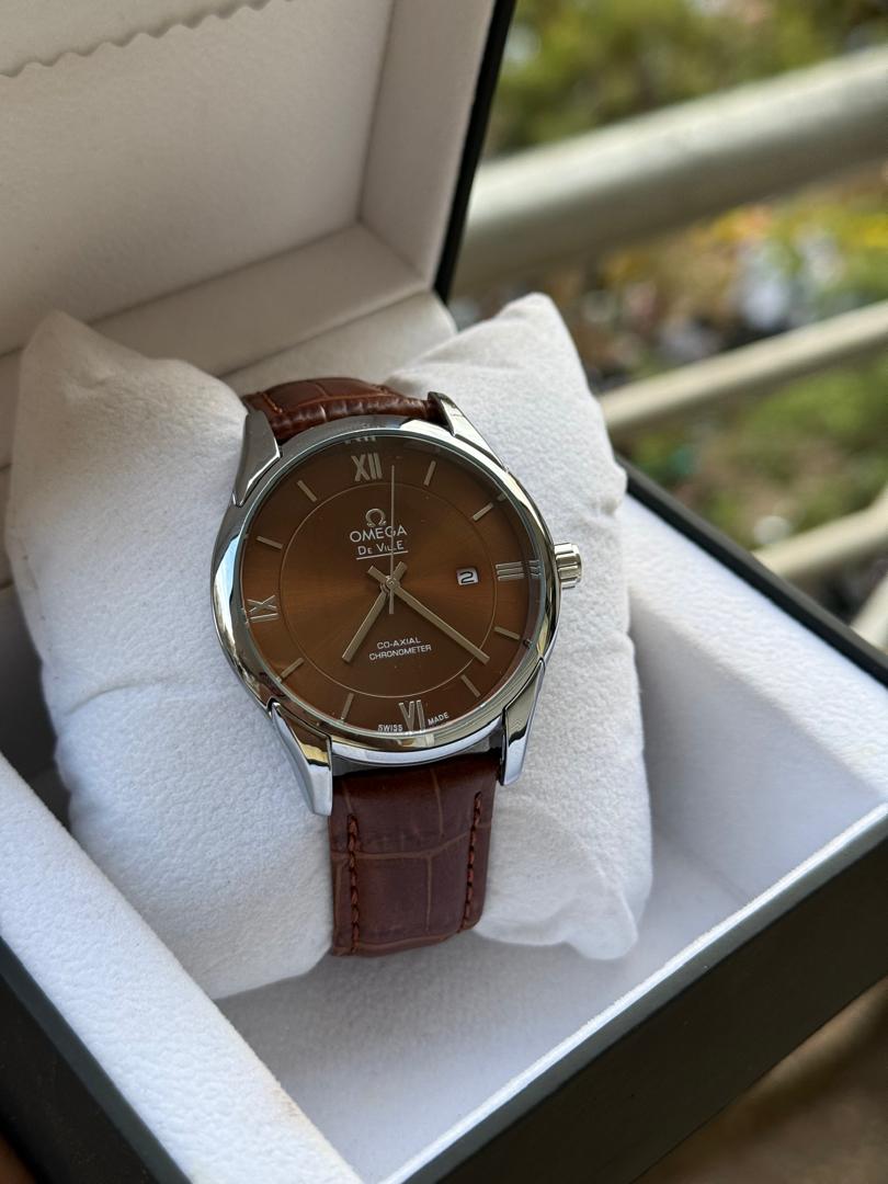 Omega men's leather strap watches