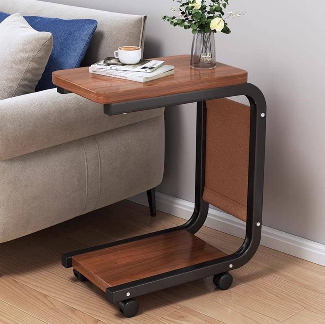 C-shaped coach side table