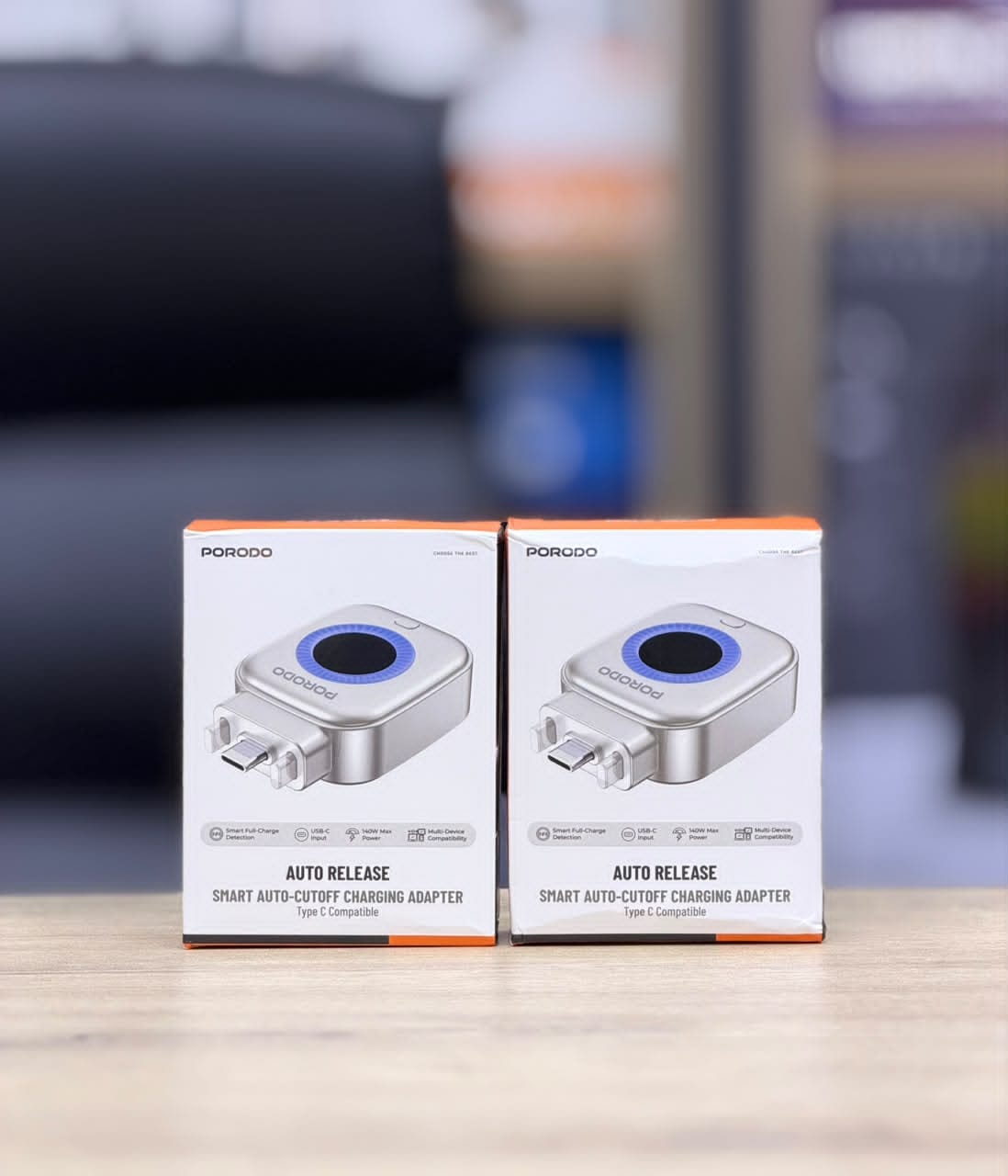 Porodo Auto Release Smart Auto Cutoff Charging Adapter