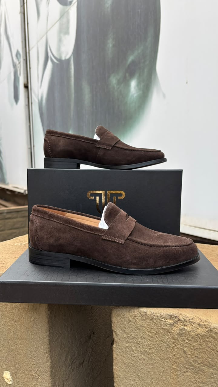 Suede penny loafers