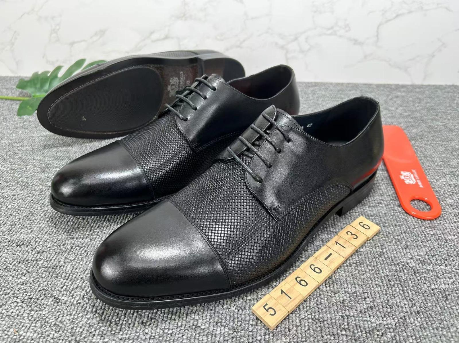 Textured cap-toe derby shoes