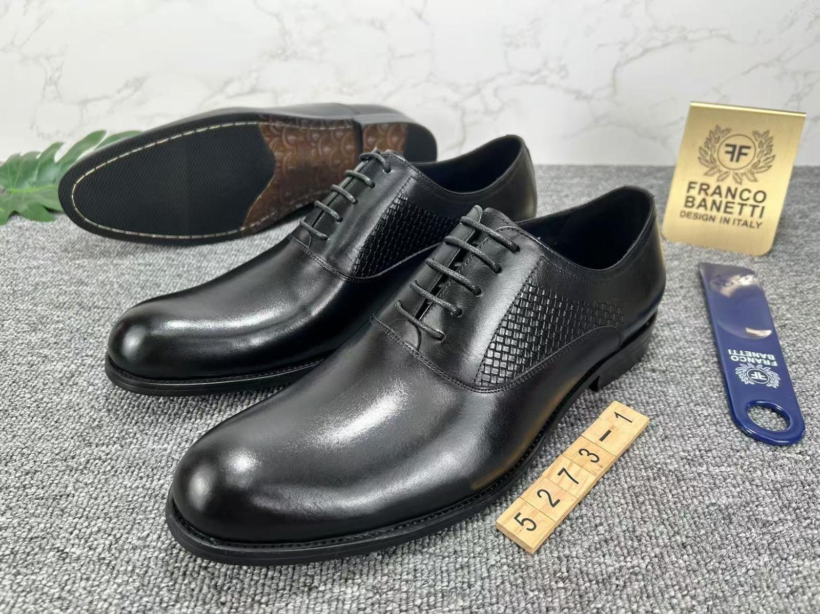 Woven Panel Leather Oxford  Shoes