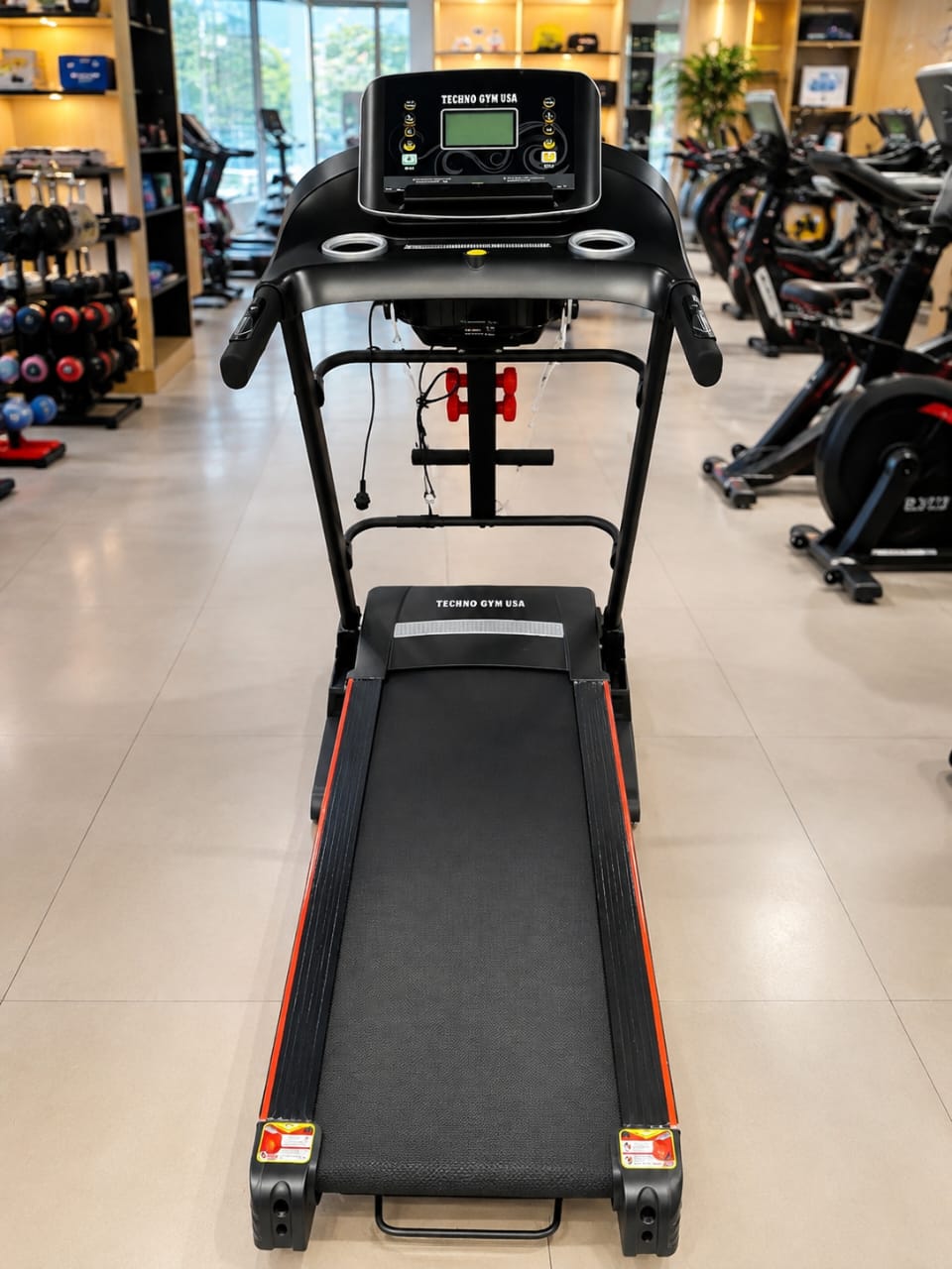 Home and commercial Treadmill with speakers, USB port, Aux, Dumbells, massage belt, waist trainer & Sit-up bar