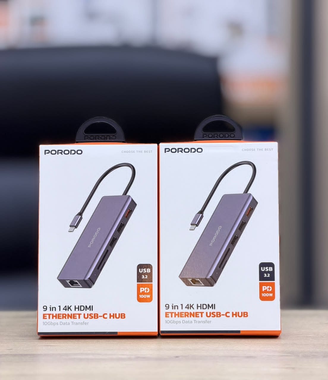 Porodo 9in1 4K HDMI Ethernet USB C Hub