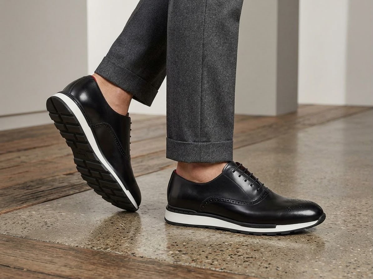 Leather brogue hybrid dress sneakers