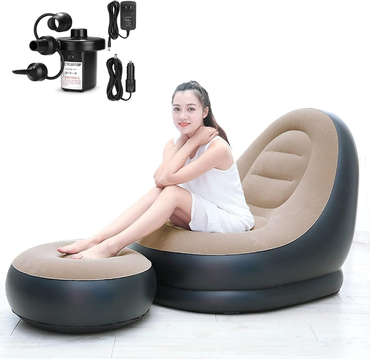 Inflatable sofa with foot rest