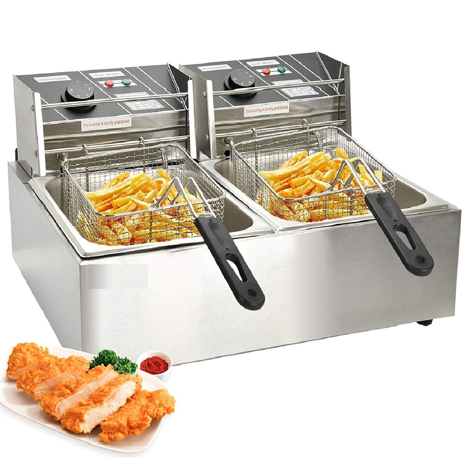 Electric double tank deep fryer