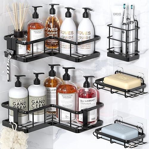5-piece adhesive shower caddy system
