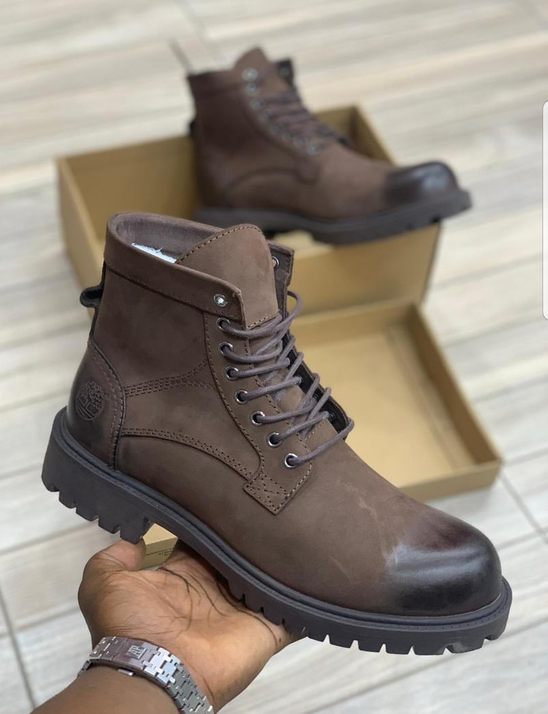 Tan leather casual/office boots