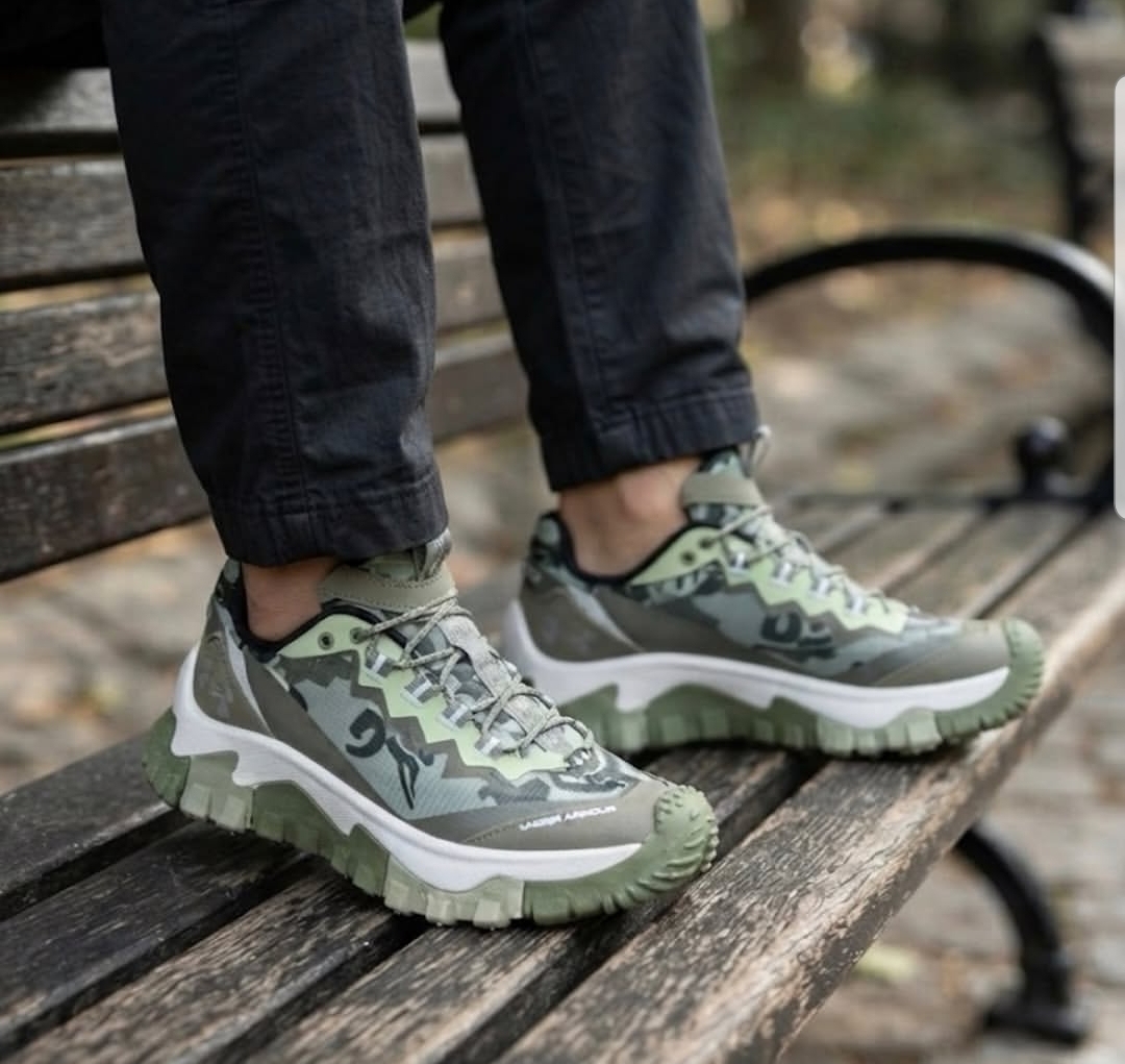 Under Armour Green Camo Rugged Trail and Hiking Sneakers