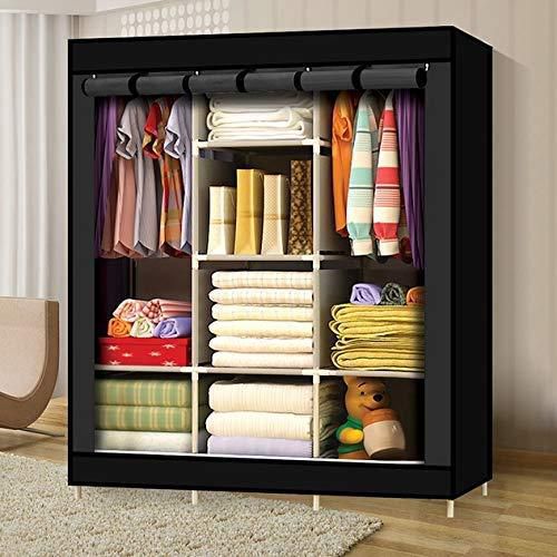 3-column portable fabric wardrobe / wood frame