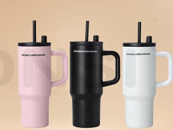 Future Expectation stainless steel tumblers / mugs